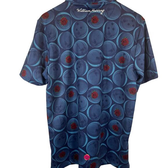 William Murray Men’s M Golf Polo Shirt Blue Bowling Rose Stretch Performance - Picture 5 of 12